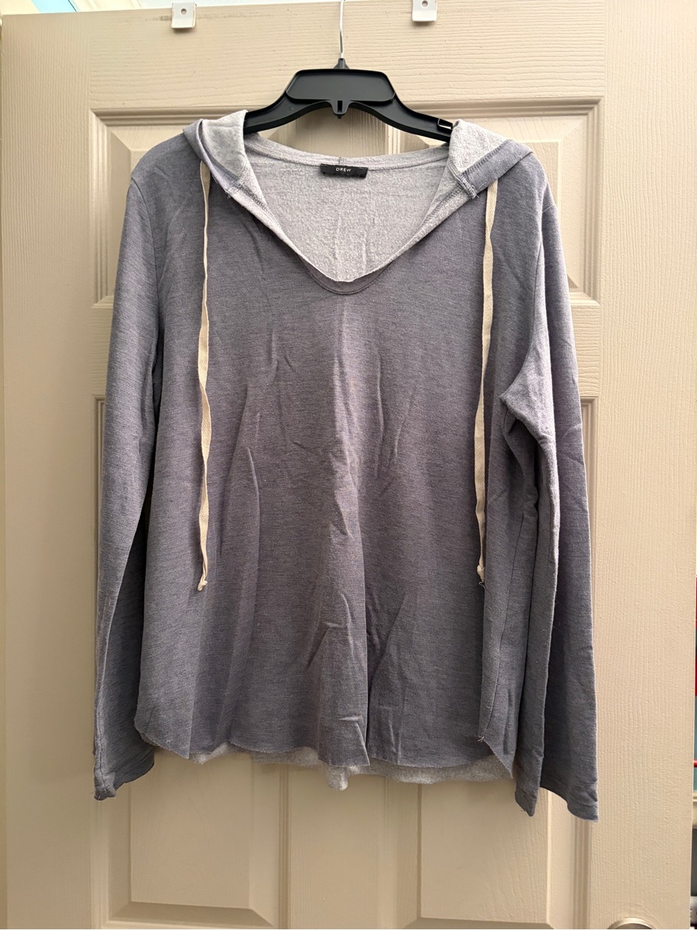Cozy Hooded V-Neck Sweatshirt - Gray